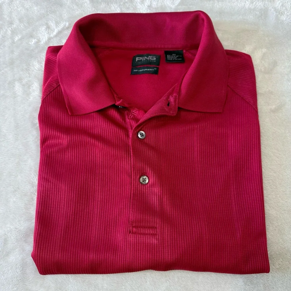 PING COLLECTION Mens Golf Polo Shirt Red Dry Fiber Dynamics Size 2X - Picture 2 of 8